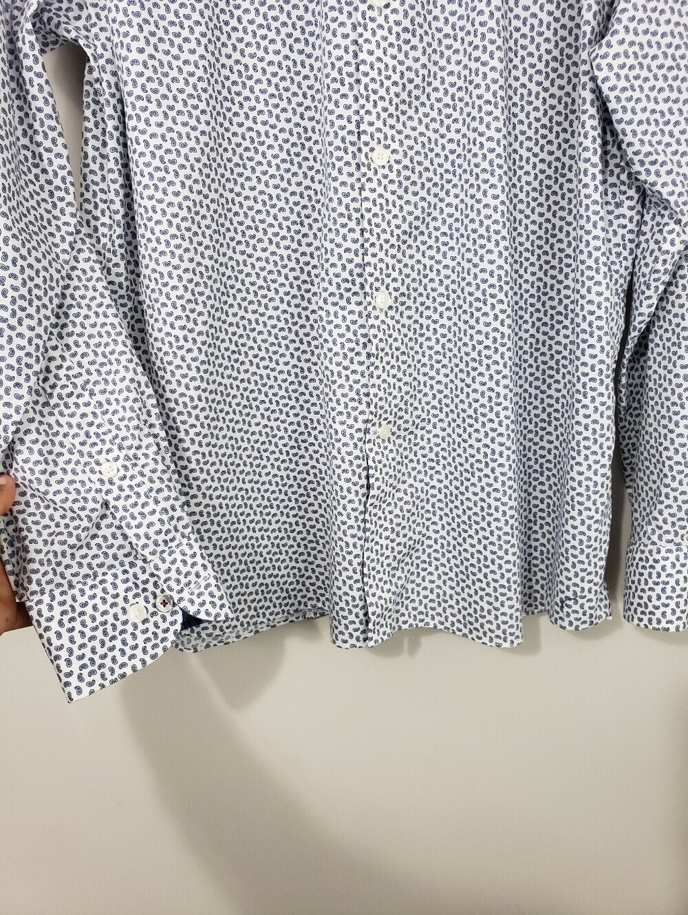 Tommy Hilfiger TH Flex Slim Fit Micro Paisley Mens Dress Shirt Size XL - Picture 7 of 10